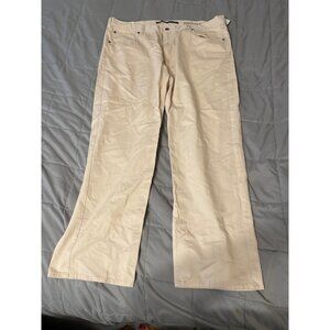 Nautica Mens Beige NEW Casual Flat-Front Pants 42W Medium Cotton Blend Relaxed F